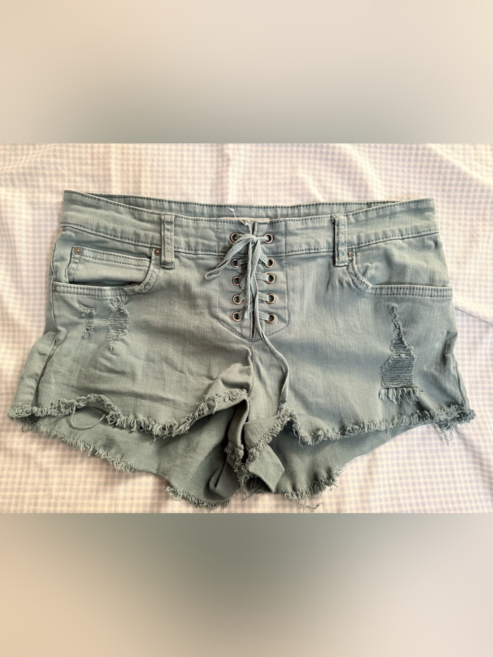 Billabong Lace-Up Light Blue Women’s Denim Shorts